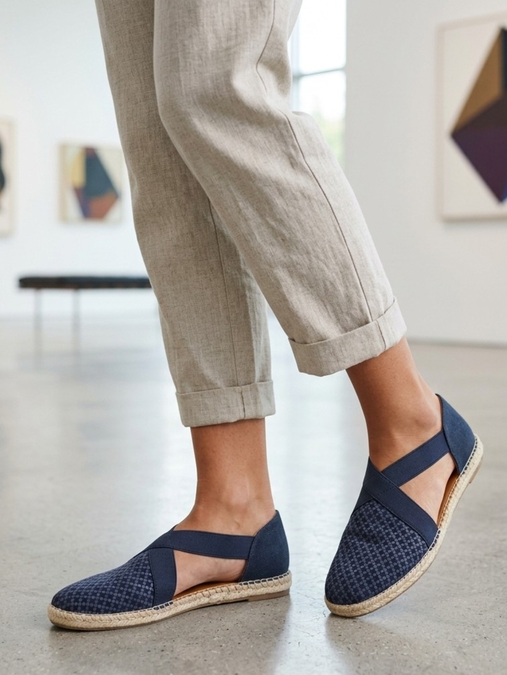 American Eagle By Payless Navy Blue Espadrille-Style Cross Strap Sandals
